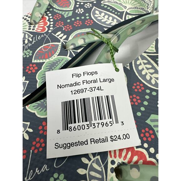 NWT Vera Bradley Flip Flops Nomadic Floral Large 12697-374L - Picture 6 of 13